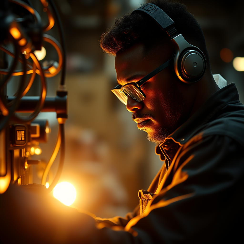 A Nigerian craftsman focused on his work